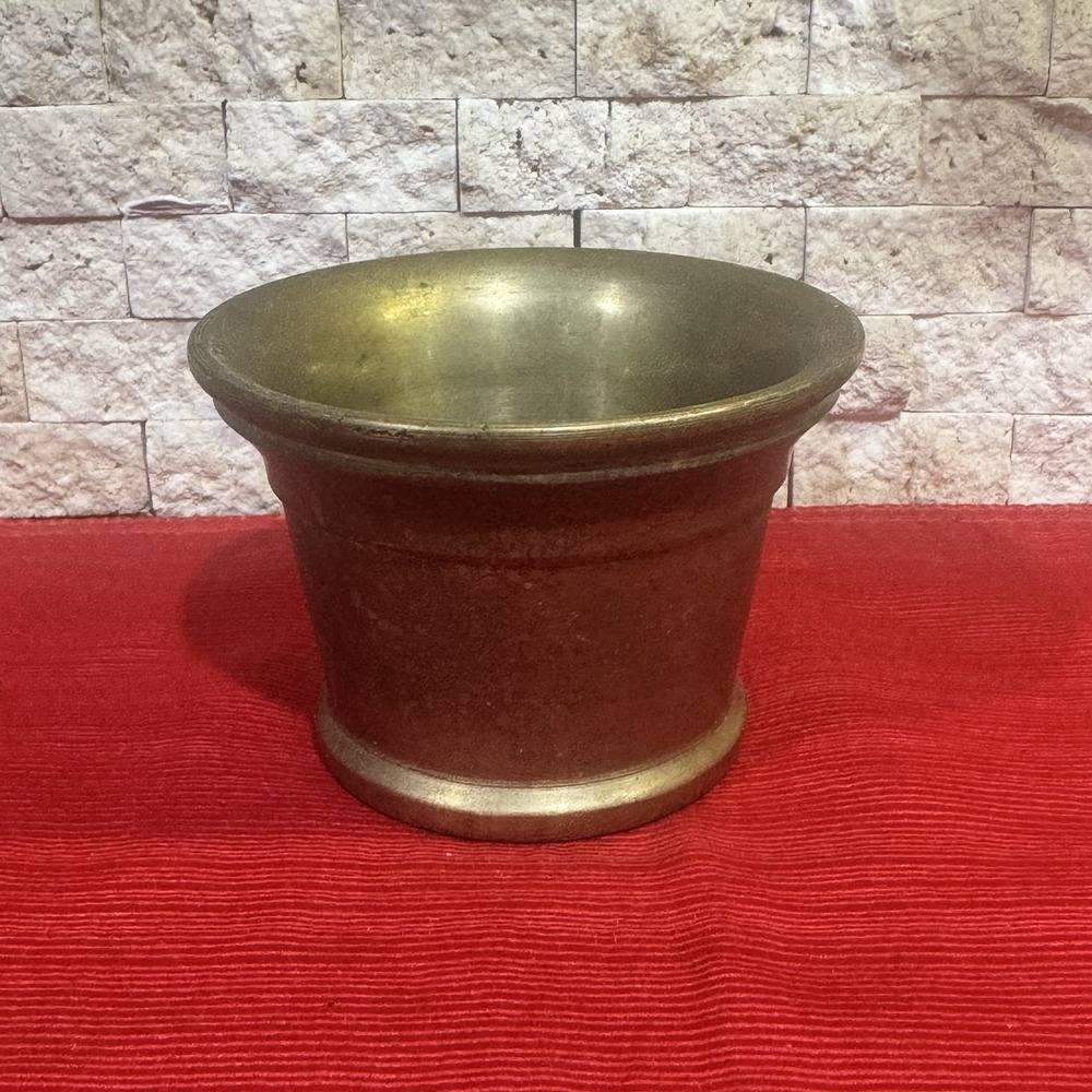 Antique Solid Brass Mortar or Heavy Apothecary Cup Or Bowl Vintage Patina
